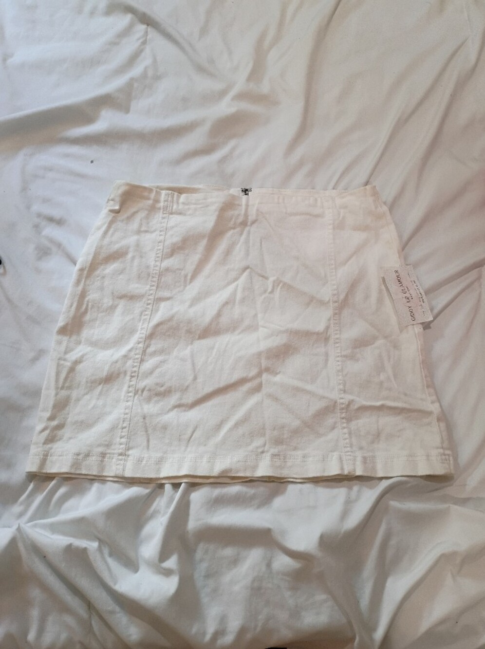 Nwt Savanna Jane White Stretchy Mini Skirt Size Large